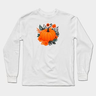 Pumpkin and Flowers Long Sleeve T-Shirt